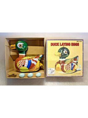 Schylling Duck Laying Eggs MS 455 Wind-Up Tin Toy For Adult Collectors Rare VTG
